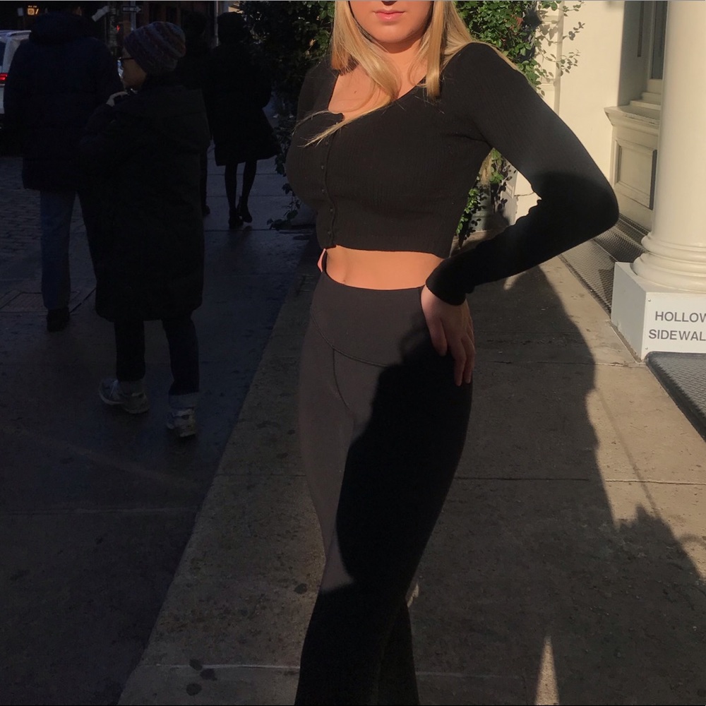 Brandy Melville black ribbed button long sleeve